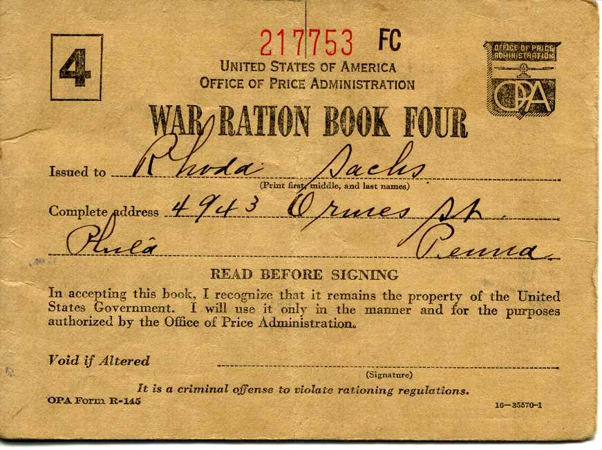 the image of a cover of a War Ration coupon book.